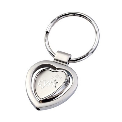 Heart Shape Pendant Metal Rotating Keychain