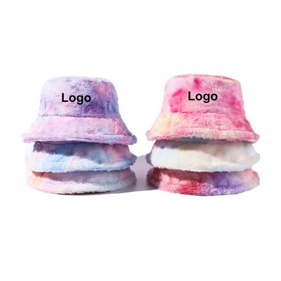 Tie-dye Bucket Hat Warm Winter Hat Fisherman Cap