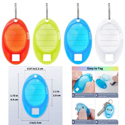 Oval Key Tag with Ruled Paper Labels Clear Window