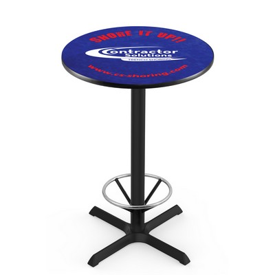 30" Tall, 36" Round Top Pub Table w/Black Finish, 4-Point "X" Base, and Optional Foot Ring