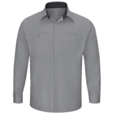 Red Kap® Long Sleeve Performance Plus Shop Shirt w/OilBlok Technology - Light Gray/Charcoal Gray