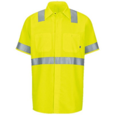 Red Kap™ Hi-Visibility RipStop Short Sleeve Work w/MIMIX™ & OilBlok - Yellow/Silver