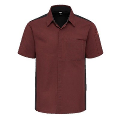 Red Kap™ Men's Short Sleeve Airflow Cook Shirt w/OilBlok - Merlot Red/Black