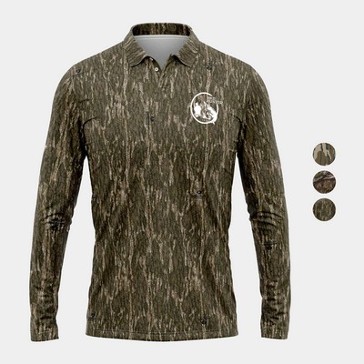 Mossy Oak® Men's 4.4 Oz. Polyester Interlock Long Sleeve Polo Shirt