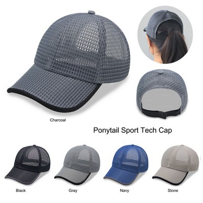 Breathable Quick Dry Ponytail Sport Tech Trucker Cap