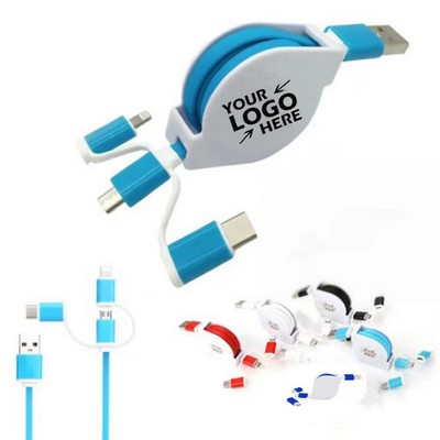 3 In 1 Retractable Data Charging Cable