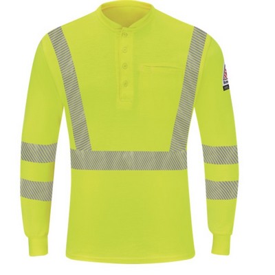 Bulwark™ Hi-Visibility Lightweight Long Sleeve Henley - Hi-Vis Yellow/Green