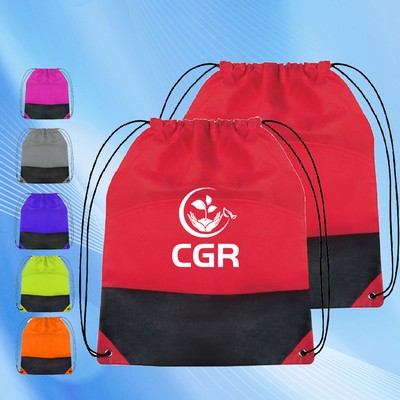 Sporting Drawstring Bags Non-Woven Two-Tone Polypropylene With Handle