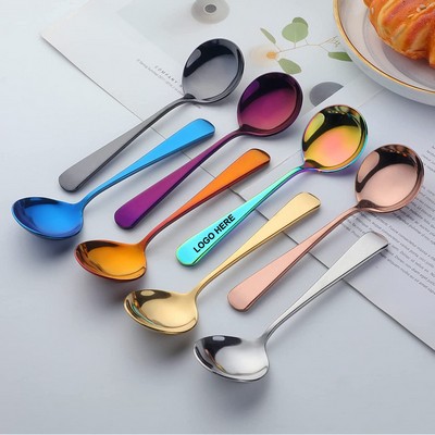 Stainless Steel Silverware Dinner Bouillon Round Spoon