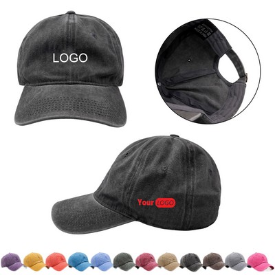 Trendy Washed Baseball Caps Adjustable 100% Cotton Hats For Women Men Kids