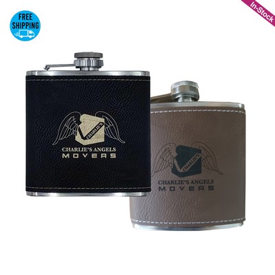 6 Oz. Leatherette Stainless Steel Flask