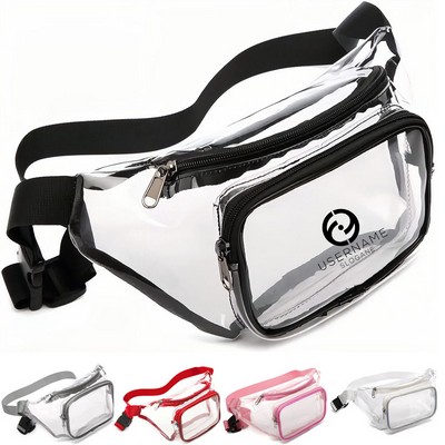 PVC Clear Fanny Pack w/Zipper Pockets