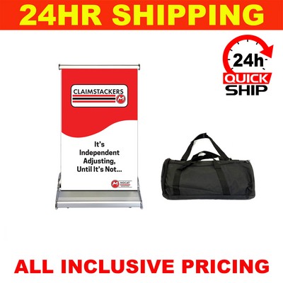 24 HR Quickship, Small Superior Table Top Retractable Banner - 15" Full Color