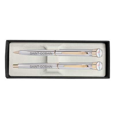 Signature Collection - Garland® USA Made Metal Pen & Pencil Sets | Polished Chrome | Gold Accents