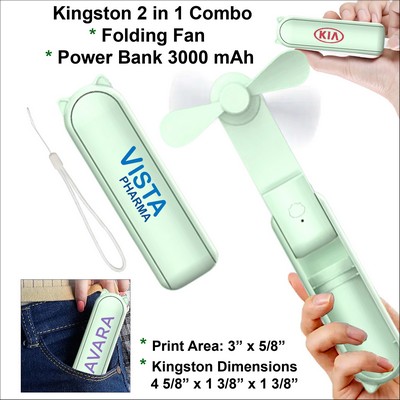 Kingston Folding Power Bank & Multi Speed Fan Combo 3000 mAh