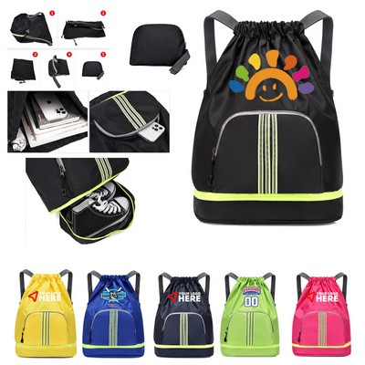 Foldable Large Capacity Backpack, Drawstring Carry Bag