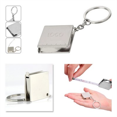 Stainless Steel Metal Keychain With Tape Measure