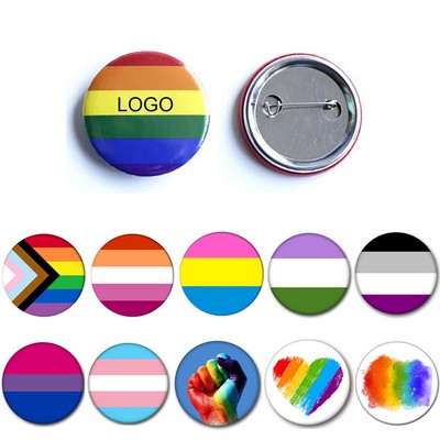 1 3/4" LGBT Pride Rainbow Love Multicolored Metal Round Tinplate Pin Badge