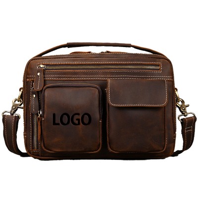 Crazy Horse Leather Camera Messenger Bag