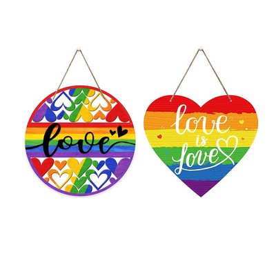 LGBTQ Pride Round Wooden Decor