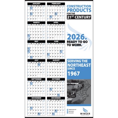 Mail-Rite Year-In-View® 2-Color Calendar