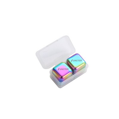 Rainbow Color Two Pieces Cube Shape Stainless Steel Metal Ice Cube Ice Cake Ice Block