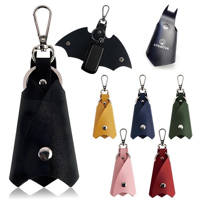 Portable Leather Bat Key Chain Holder