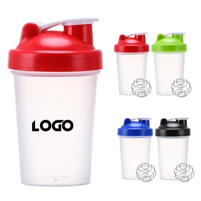 400 Ml Round Polypropylene Stainless Steel Protein Shaker Bottle