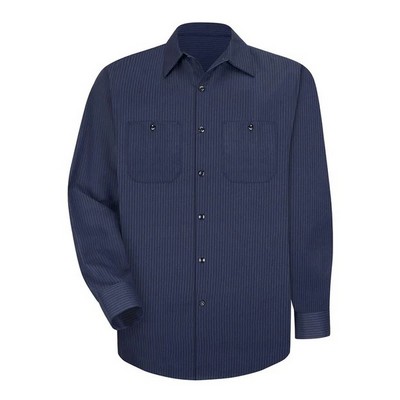 Red Kap® Industrial Long Sleeve Blue Striped Shirt