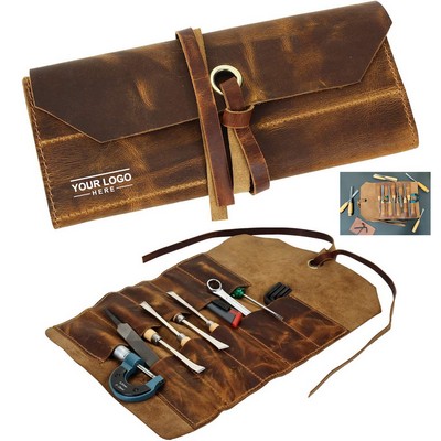 Leather Tool Roll-Up Pouch