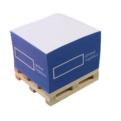 Self Adhesive Note Cube With Wooden Pallet