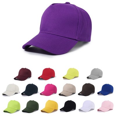 Stock Solid Color Cotton 5-Panel Baseball Cap