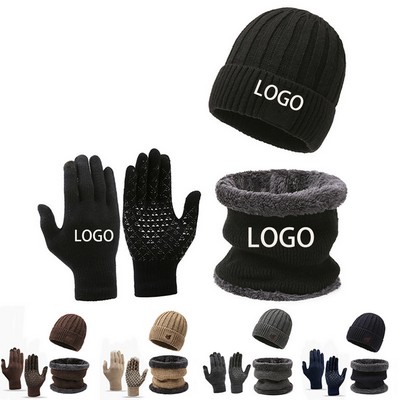 Winter Warm Hat, Scarf And Gloves Three-Piece Set