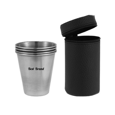 Stainless Steel Portable Shot Glasses Set Of 4