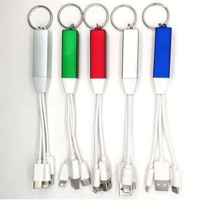 3-in-1 Light-Up Charging Cable with Keychain