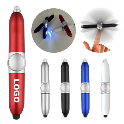 LED Light Fidget Spinner Stylus Pen with Ballpoint