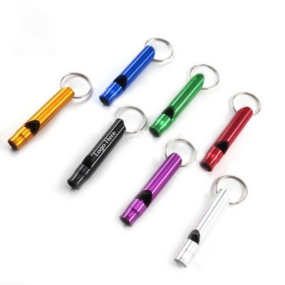 Mini Aluminum Survival Whistle w/Keychain