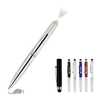 Flashlight Metal Pen With Stylus