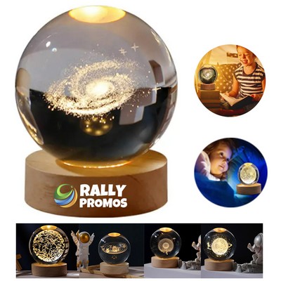 3D Galaxy Crystal Ball Night Light