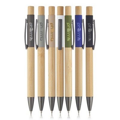 Aluminum Ballpoint Pen with Eco-Friendly Bamboo Grip