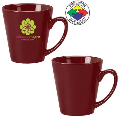 12 Oz. Maroon Red Cafe Latte Mug - Dishwasher Resistant - Precision Spot Color