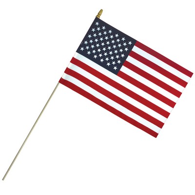 12" x 18" Economy Cotton US Stick Flag with Spear Top on a 30" Dowel