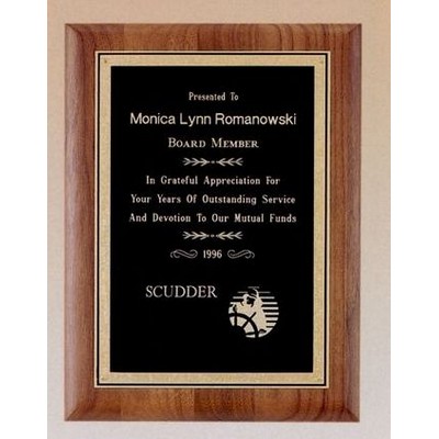 Solid American Walnut Plaque - Florentine w/ Black Textured Center (9"x12")