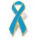 Metal Awareness Ribbon Lapel Pin (Light Blue)