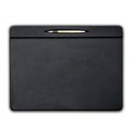 Top Grain Black Leather Classic Conference Pad w/Pen Well (17"x14")