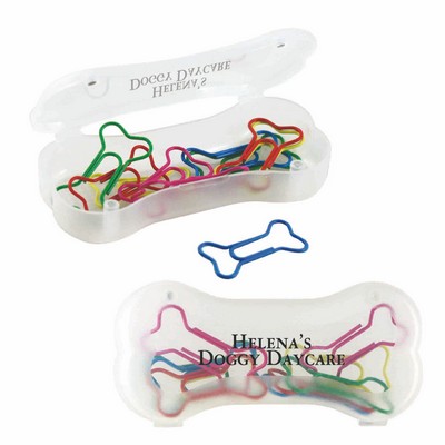 Dog Bone Shaped Paper Clips & Case