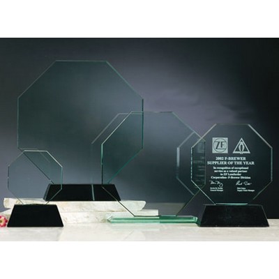 10" Jade Glass Octagonal Award w/Marble Base