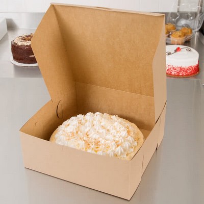 Lock Corner Kraft Cake Bakery Box (10"x10"x3")