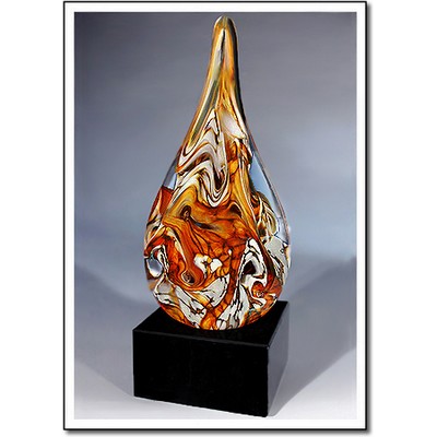 Strata Art Glass Sculpture w/ Marble Base (3.5"x8.75")