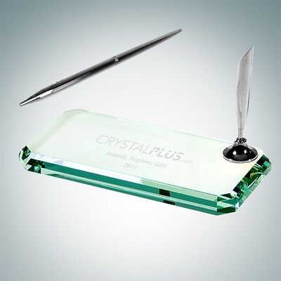 Beveled Glass Silver Pen Set (Small)